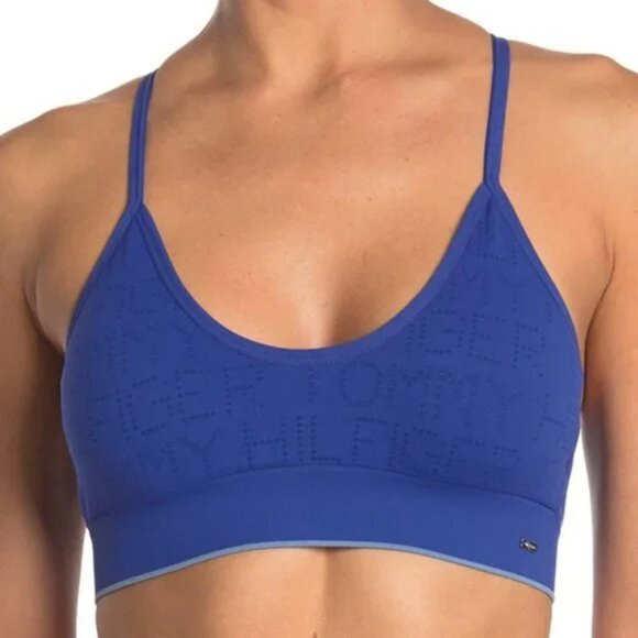 Tommy Hilfiger Scoop Neck Logo Bralette Surf the Web Blue S NWT - Picture 7 of 7